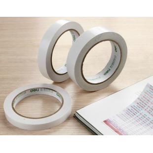 得力30407棉纸双面胶带24mm*10y*80um(白)(1卷/袋)